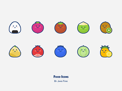 Food Icons 04 blueberry coconut food fruit icon kiwi melon pineapple pomegranate vegetables