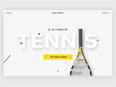 Tennis Sport Academy landing page promo tennis type ui ux