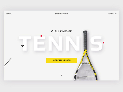 Tennis Sport Academy landing page promo tennis type ui ux