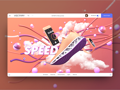 Vectary 2.0 for teams 3d abstract design designer graphic design mockup render scene sneaker ui ux vectary