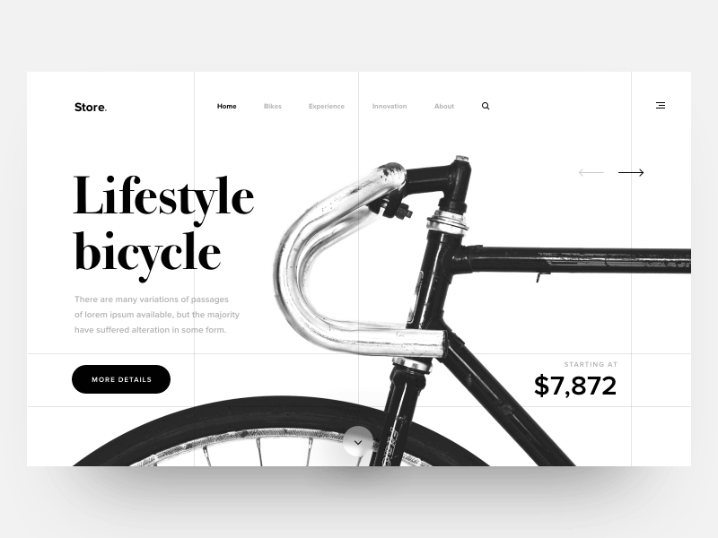 Bike Store Loading bicycle bike black grid landing layout page price road store web white