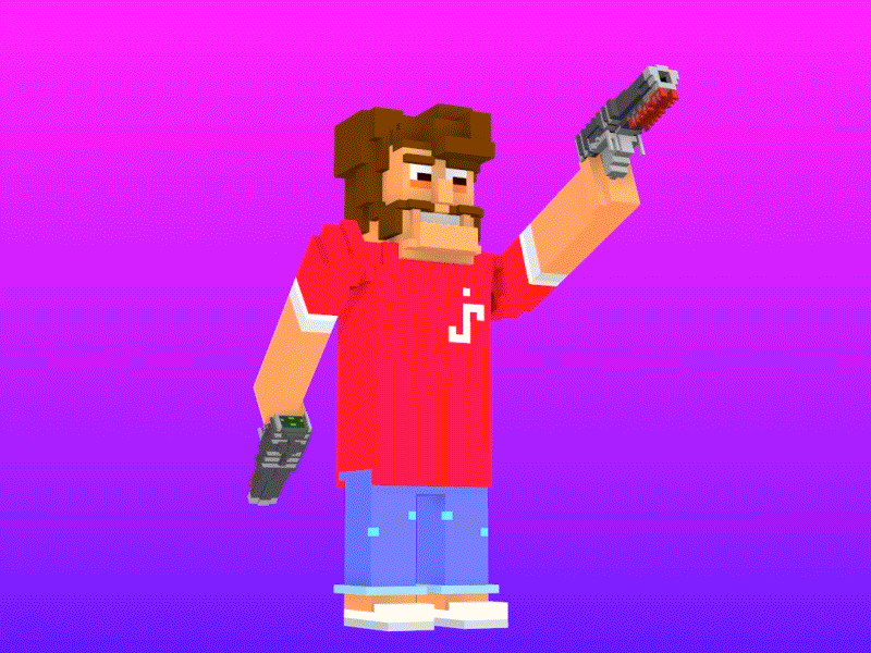 Thrill animation gameart gamedesign graphic gun magicvoxel minimal shooting voxel