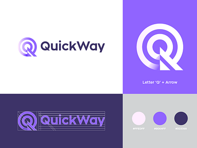 QuickWay arrow branding gradient identity letter logo logotype mark q quick symbol way