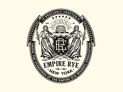 Empire Rye badge barrel blind crest logo monogram new york seal women