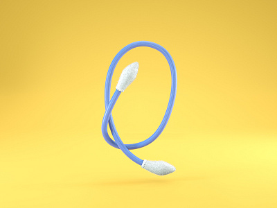 Q = Q-Tip 36 days of type 3d cinema4d illustration q q tip render type typography c4d