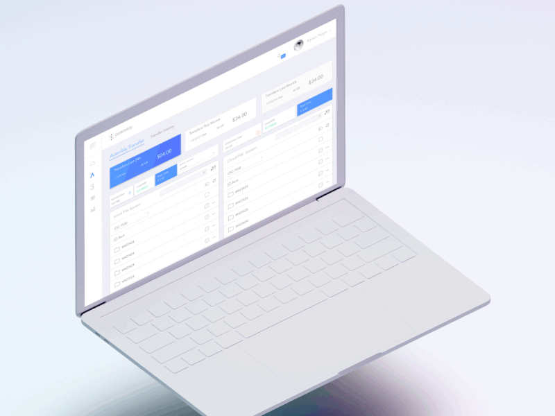 Acembly big data data bank transfer ui ux