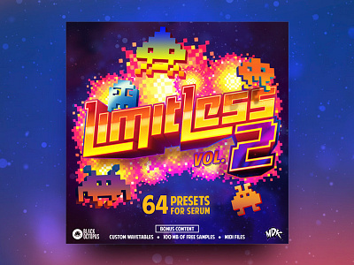 Limitless Vol. 2 16bit 2 8bit cover explosion game invaders limitless mdk pixel serum volume