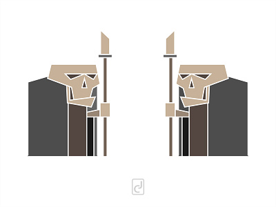 Skeletal Guard adobe art fantasy fiction graphic illustrator minimalism skeleton skull vector