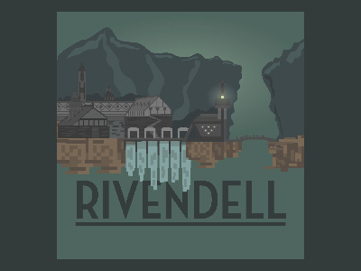 Flat Design - Rivendell flat design illustration lord of the rings minimal rivendell simple design