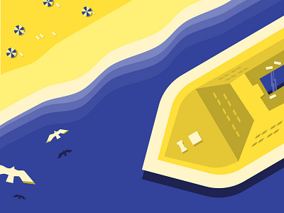 Sea Side Illustration blue illustration simple vector yellow