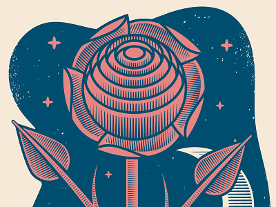 Moon Taxi Print Detail hatching illustration moon navy pink rose