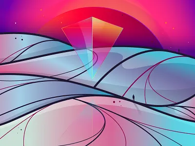 Alone in the dune #4 abstract design digital illustration illustrator landscape shapes