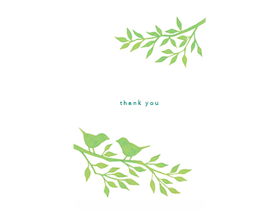 Branches & Birds Thank You hand drawn photoshop stationery watercolor