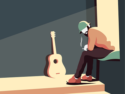 Jazz guitar illustration illustrator music smoke vector