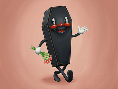 The Happy Coffin coffin dead death flowers halloween illustration procreate vintage walking