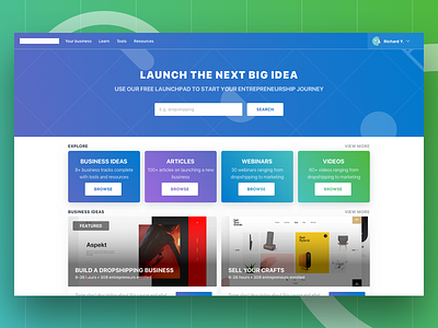 Launchpad Concept business card course coursera learn online site tile ui ux web website