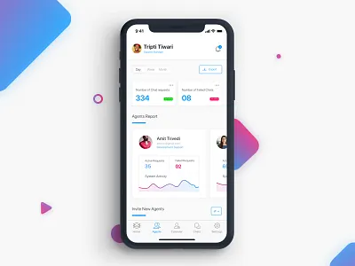 Chat Agent Report analytics chat dashboard data graph ios11 panel report user