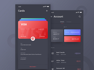 Finance APP UI account app card finance ui