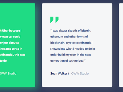 Testimonial cards Crypto Bitcoin Website Design concept styleframe ui user interface ux web ui website website ui wireframe