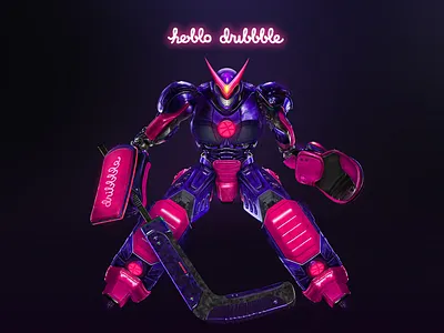 Hello Dribbble 3d armor dribbble hello hockey ice iron robot