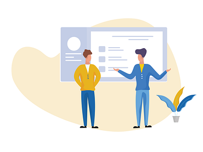 Discussion discussion illustration landing page man meeting plant team tree ui