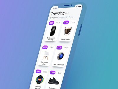 Trending app cards price shopping trending ui ux vector