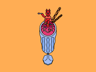 Crimson Cat's Icecream 2d animal art cat character color design drawing food illustration vector