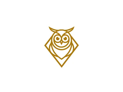 Owl bird boldflower gold logo owl simple