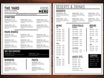 Restaurant Food Menu Flyer bbq menu bistro menu burger delicious menu desserts drinks menu food menu food menu flyer menu design menu fast food restaurant restaurant menu