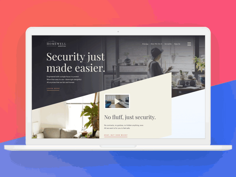 Home Security Website adobe photoshop adobe xd gif tumult hype ui web web design website