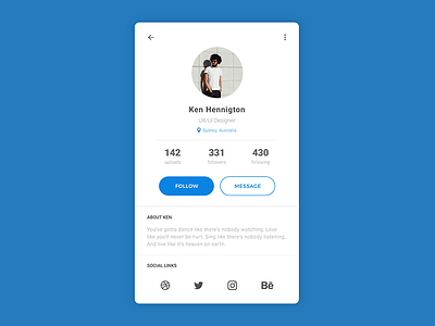 #006- User Profile blue dailyui profile ui userexperience userinterface userprofile ux