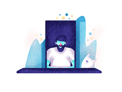 Rainy Day beard dog graphic design illustration person rain