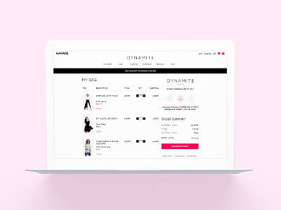 Dynamite eCommerce Checkout cart checkout clothing ecommerce fashion girls retail shopping bag style user experience ux women