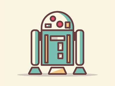 R2D2 2d art clean concept creative design digital flat illustration line minimal vector