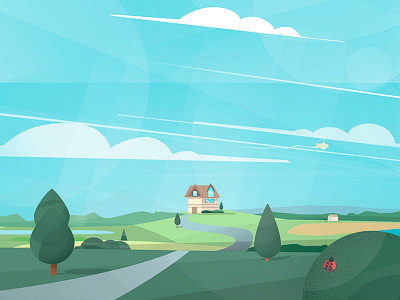 Landscape sweet house house illustration landscape sky