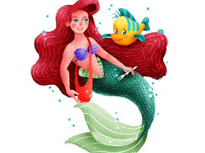 Ariel & Flounder ariel flounder mermaid