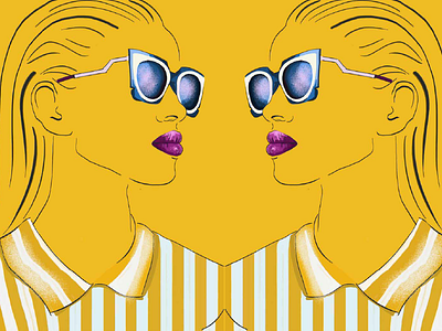 Fashion illustartion character fashion female glares hair person reflection repetition