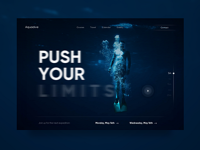 Aquadive black dark design hero layout ui water web