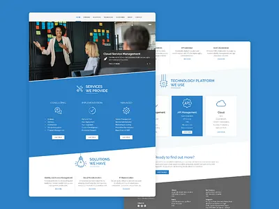 Web Design - Cloud Management Services adobe xd blue theme card cloud management design services solution ui web