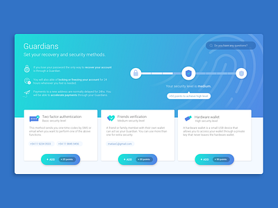 Security Settings authentify identity cryptocurrency desktop freelance gradient illustration mobile points score security setting wallet