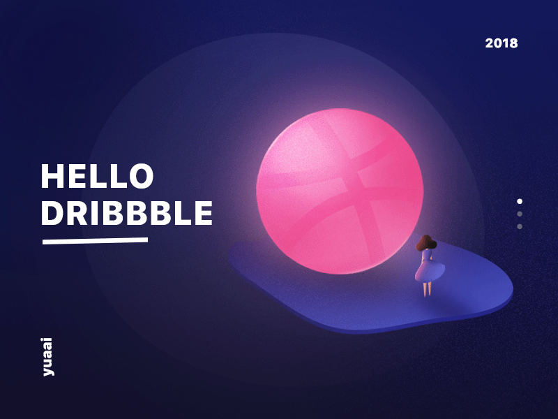 HI, DRIBBBLE debut girl hello moon night space