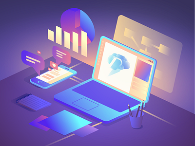 Building a Brand branding design designer digital glow isometric marketing neon process