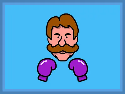Von Kaiser boxing cartoon character flat nintendo punch out vector video game