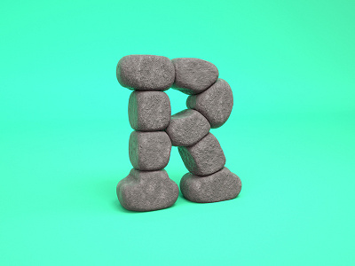 R = Rocks 36 days of type 3d cinema4d illustration r render rock type typography c4d