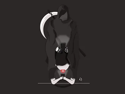 Death Is Now Following You brain chat conversation digitalart digitalpainting illustration illustrator love social media