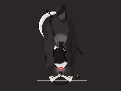 Death Is Now Following You brain chat conversation digitalart digitalpainting illustration illustrator love social media