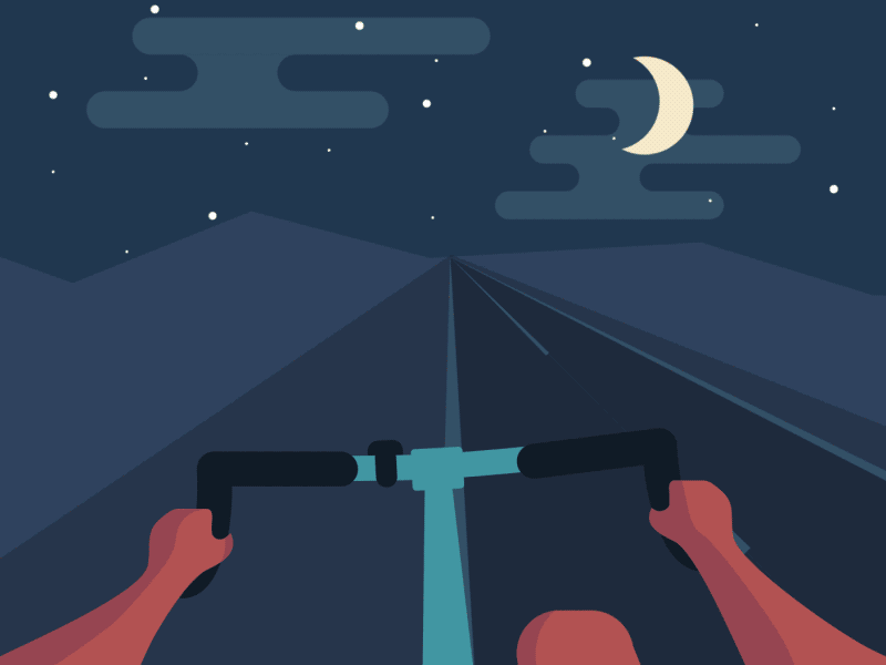 Night time cycle rides animation bike cycle flashing light night ride