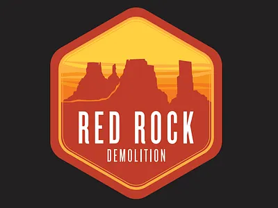Red Rock Demolition logo branding construction demolition destruction front end loaders logo robots screeching steel