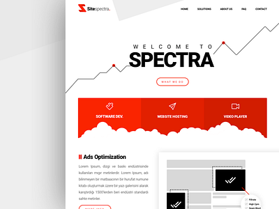 Spectra WIP ad analitycs clean flat mini minimalistic mobile optimization red ui web white