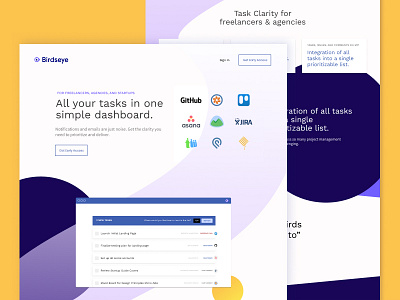 Birdseye Marketing Site development saas startups task management website